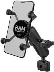 RAM Mount uchwyt X-Grip™ z 1 calową głowicą obrotową montowany do lusterka motocyklowego.